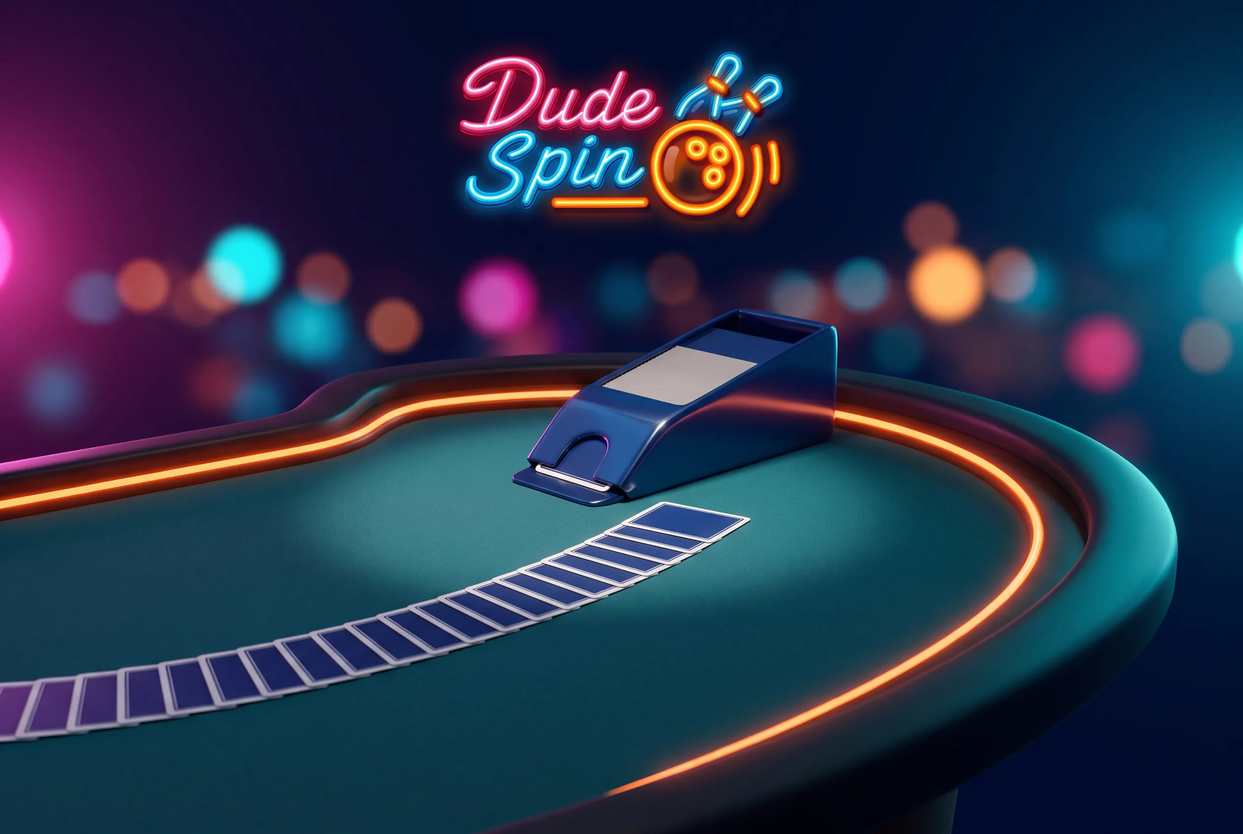 Dude Spin Live-Casino mit Kartentisch und Karten